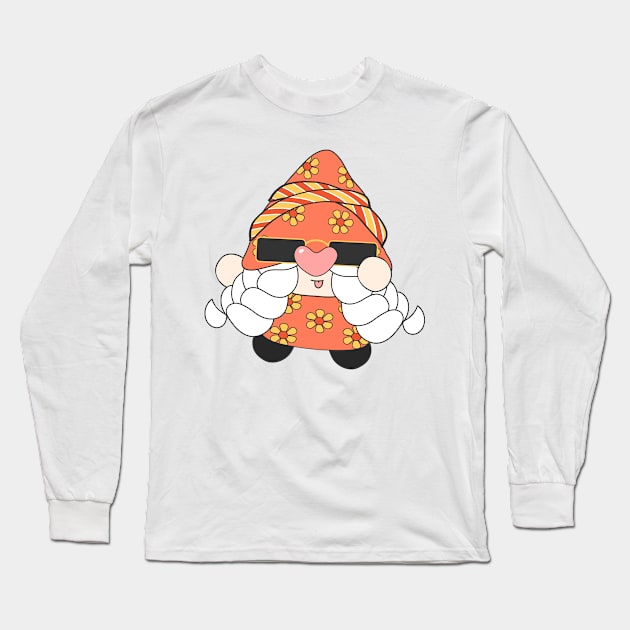 summer Retro vintage Groovy Gnome with cute funny and cheerful character that is going to have the smiles on your face. Long Sleeve T-Shirt by Janatshie